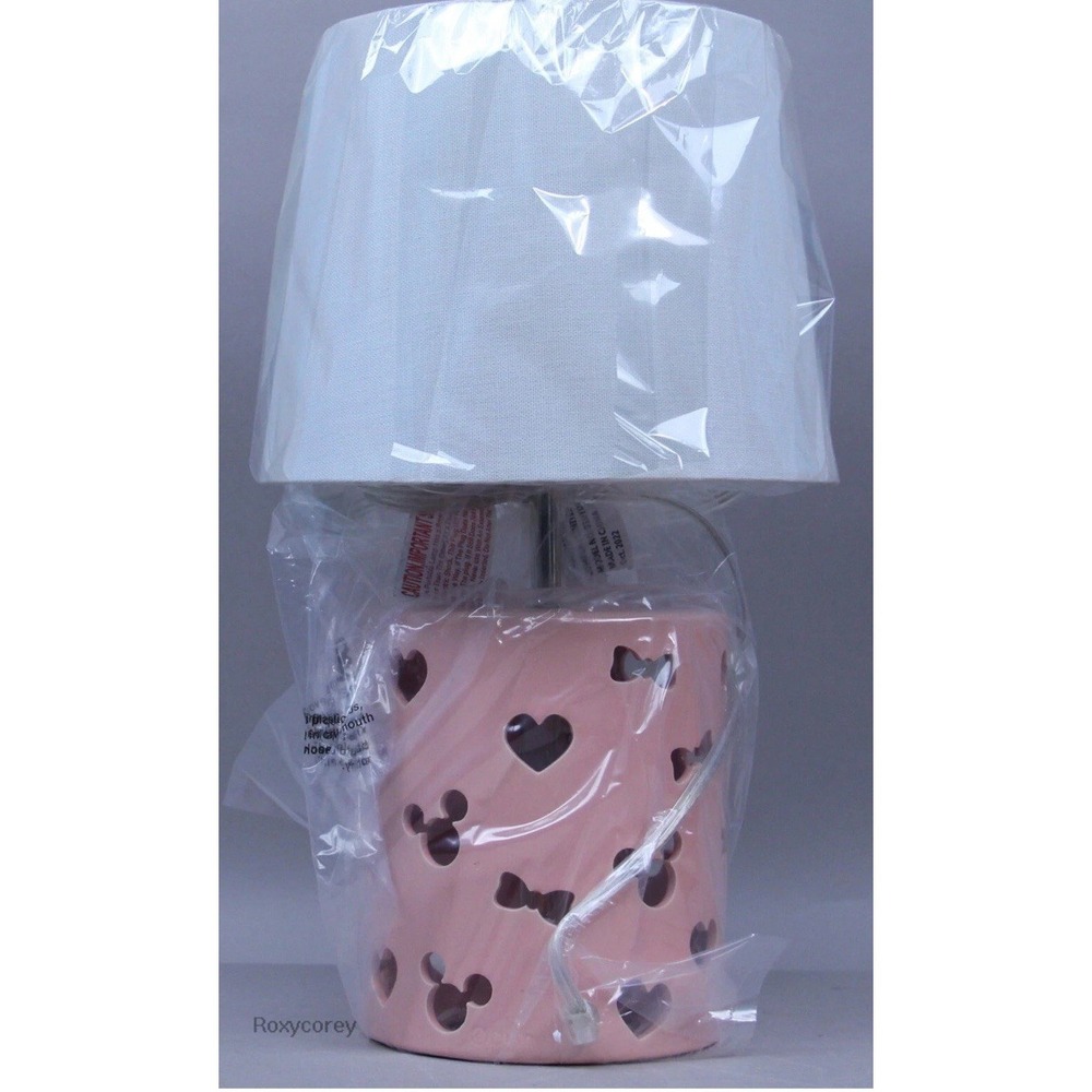 Disney Minnie Mouse Light Coral Ceramic Lamp Table Decor NWT